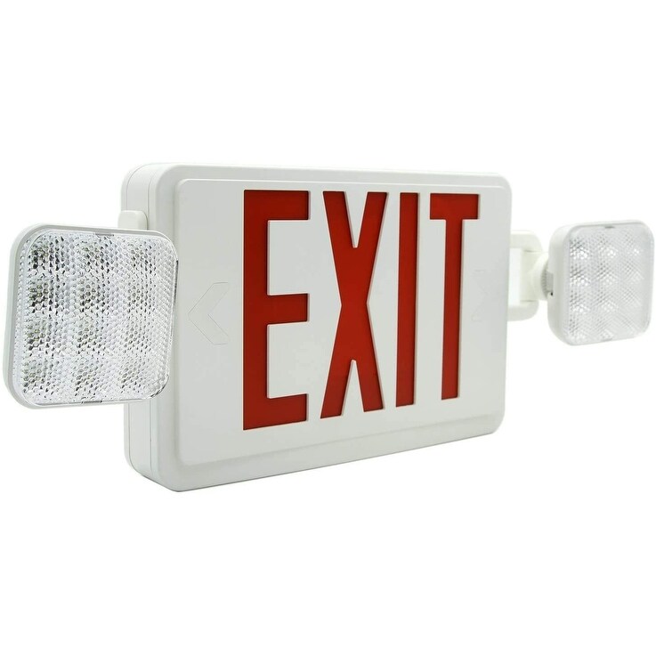 LED Emergency EXIT Sign with Back -up Battery， Two LED Flood Lights (Red) - 12.01*7.95*4.37 - Mycitystee