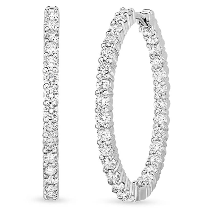 Roberto Coin 18KT White Gold Perfect Diamond Inside/Outside Hoop Earrings - Mycitystee