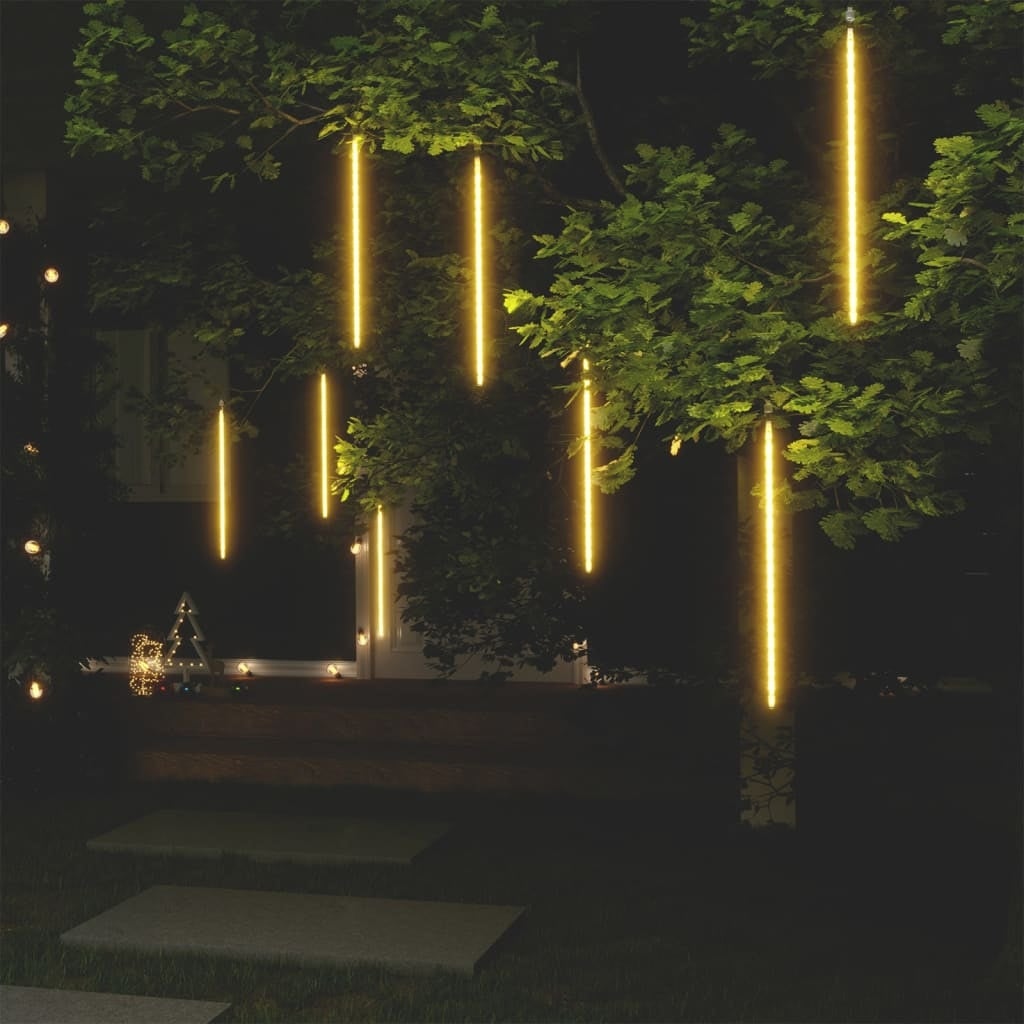 vidaXL Meteor Lights 8 pcs 2 ft Warm White 288 LEDs Indoor Outdoor - 2 ft - Mycitystee