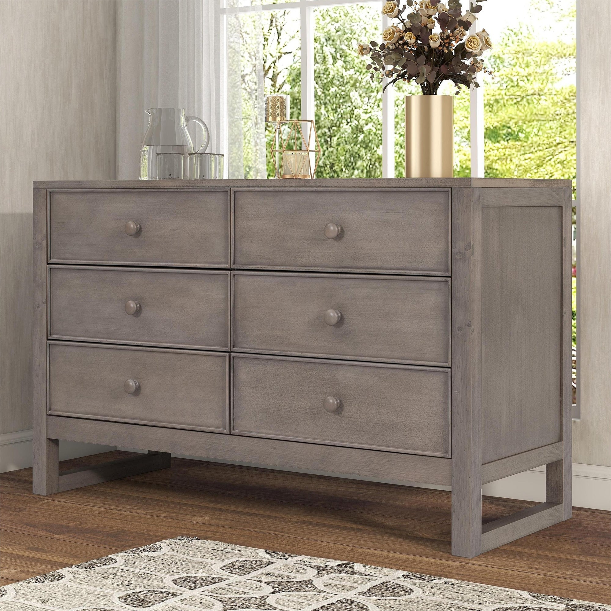 Rustic Wooden Dresser with 6 Drawers - - 37667501 - Mycitystee