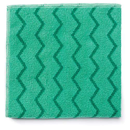 Rubbermaid Commercial Reusable Cleaning Cloths， Microfiber， 16 x 16， Green， 12/Carton (Q620) - Mycitystee