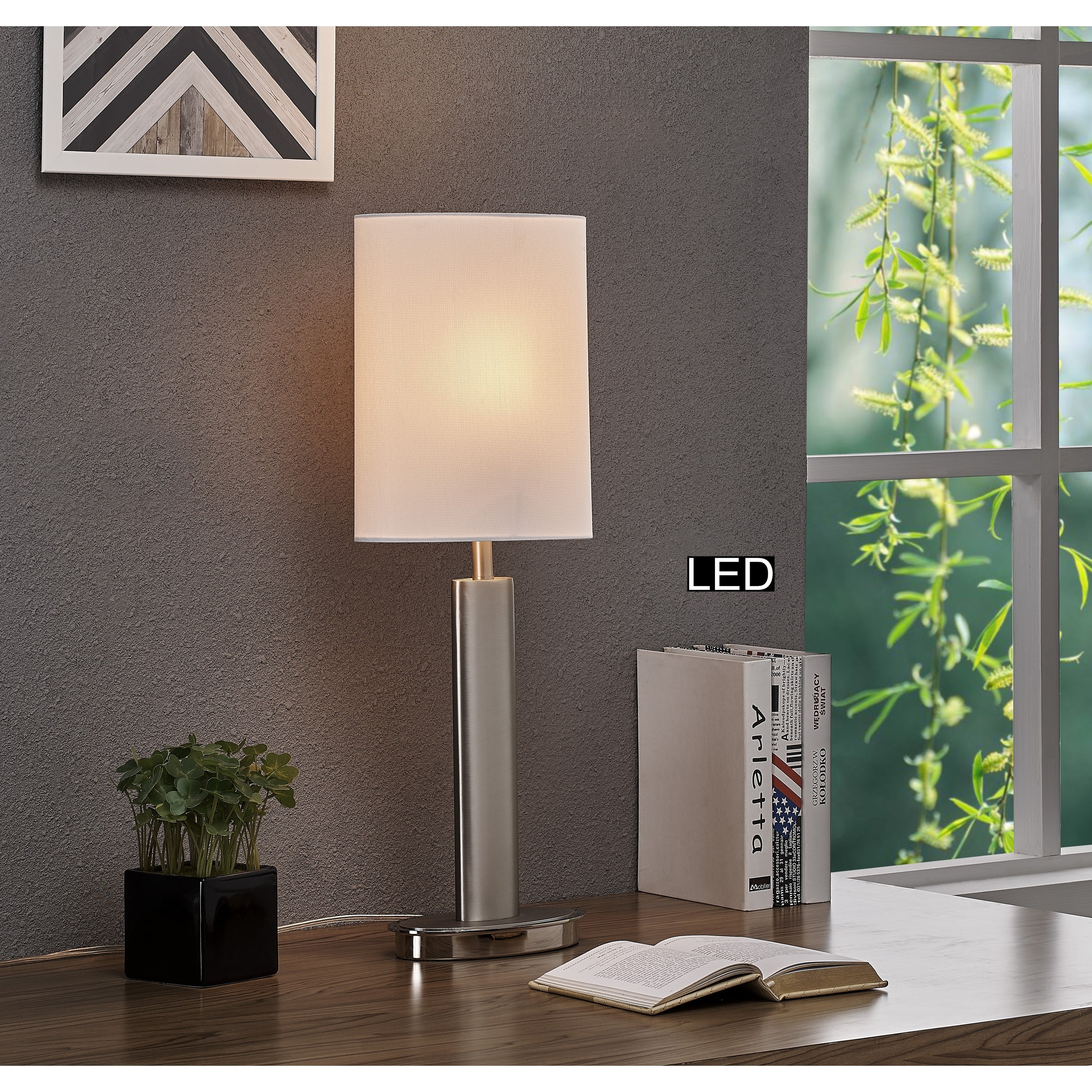 Artiva Catriona LED Touch Table Lamp， 27， Satin Nickel - Mycitystee