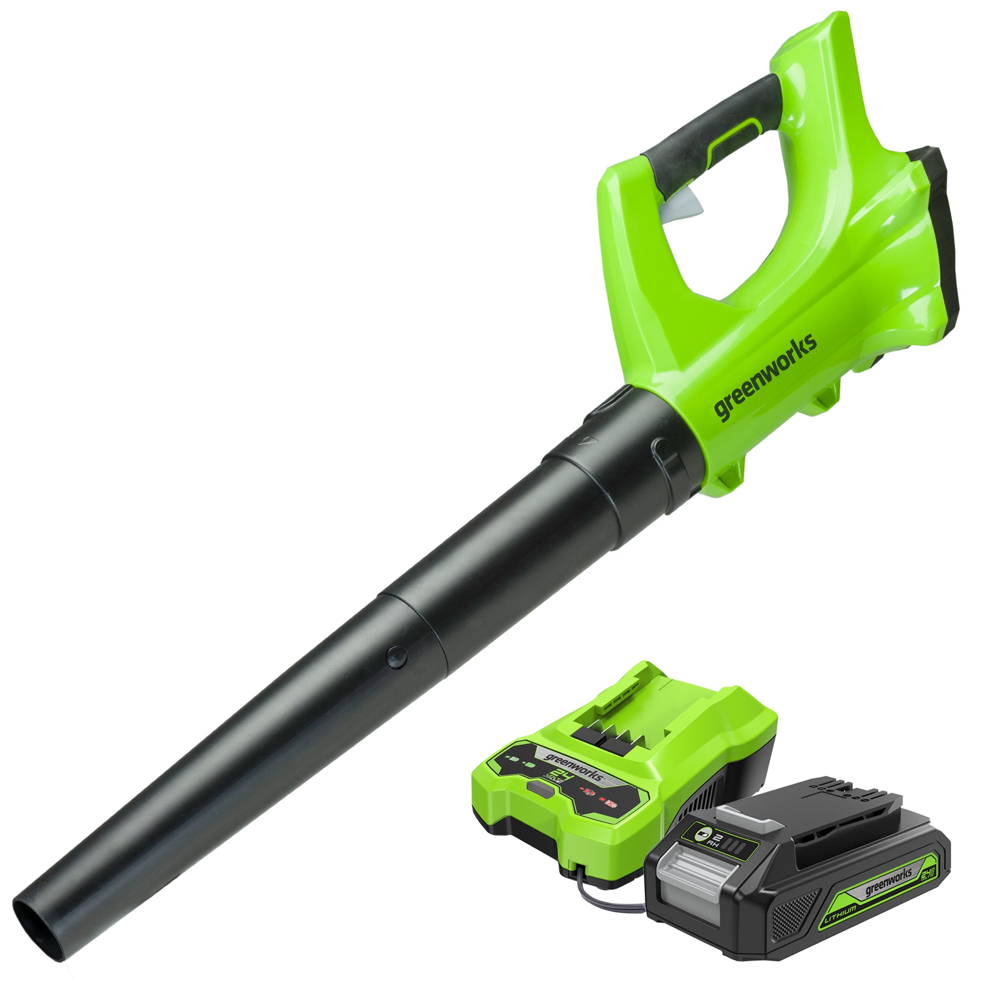 24V Cordless 330 CFM Leaf Blower with 2.0 Ah Battery | Greenworks - Mycitystee