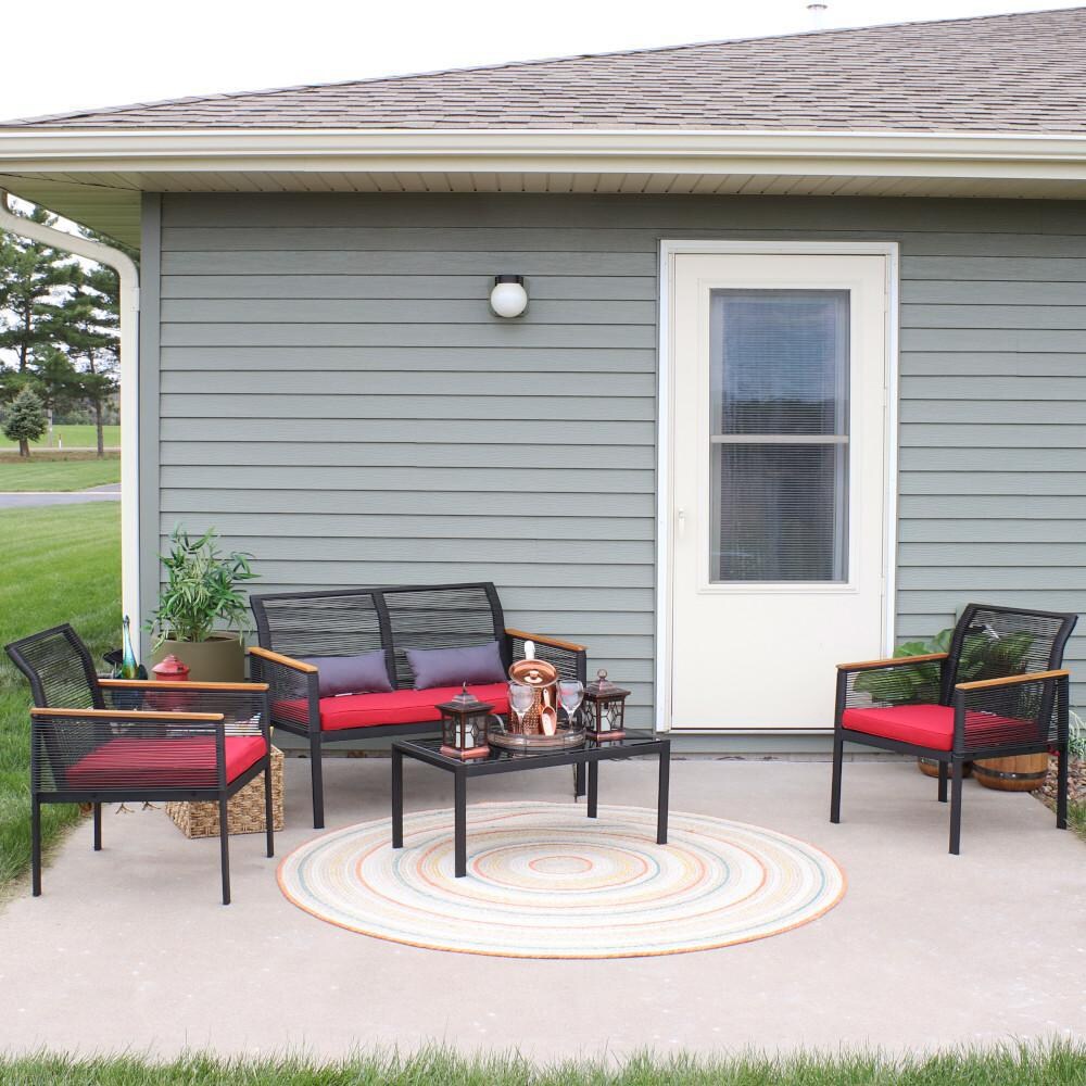 Ultimate Patio 4-Piece Black Resin Rattan Outdoor Patio Furniture Set - Mycitystee