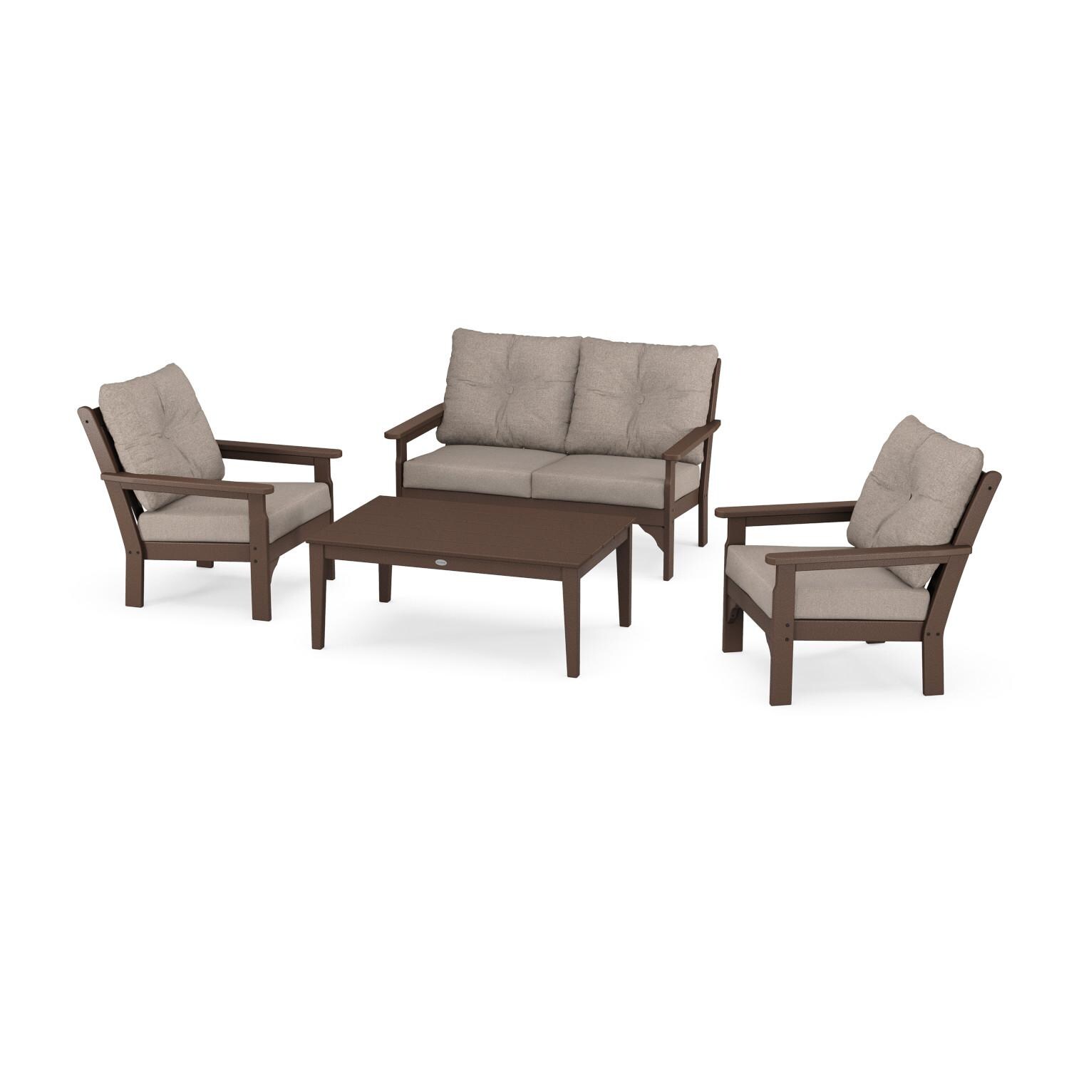 POLYWOOD Vineyard 4-Piece Deep Seating Set w/ 2 Club Chairs - Mycitystee