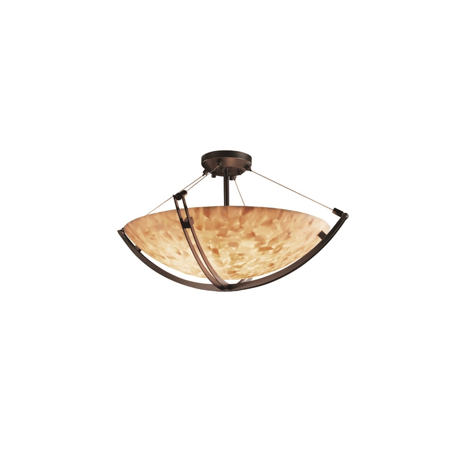 Justice Design Alabaster Rocks Crossbar 6-light Dark Bronze Round Bowl Semi-flush - Mycitystee