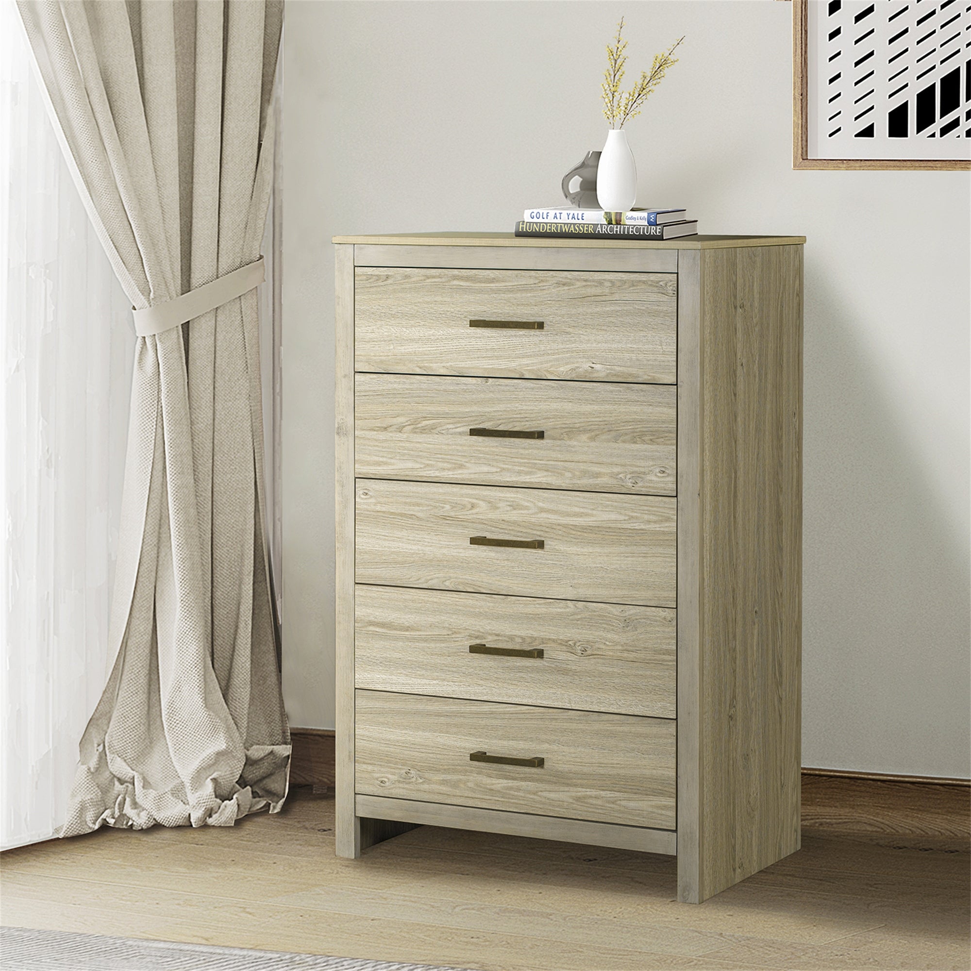 5-Drawer Wood Chest - - 37218270 - Mycitystee