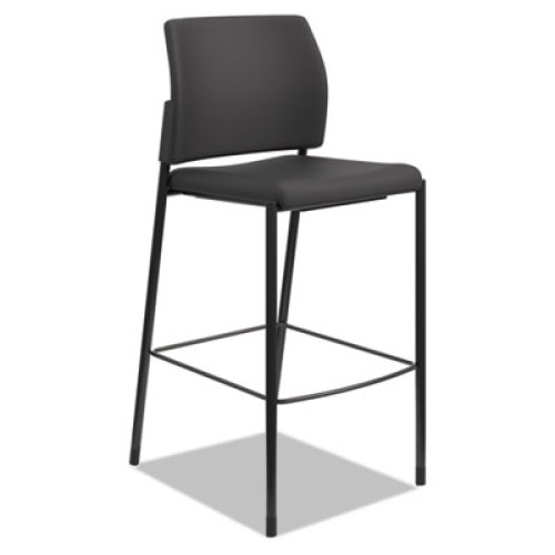 HON Accommodate Series Caf Stool， Supports up to 300 lbs.， Black Seat/Black Back， Black Base (SCS2NECU10B) - Mycitystee