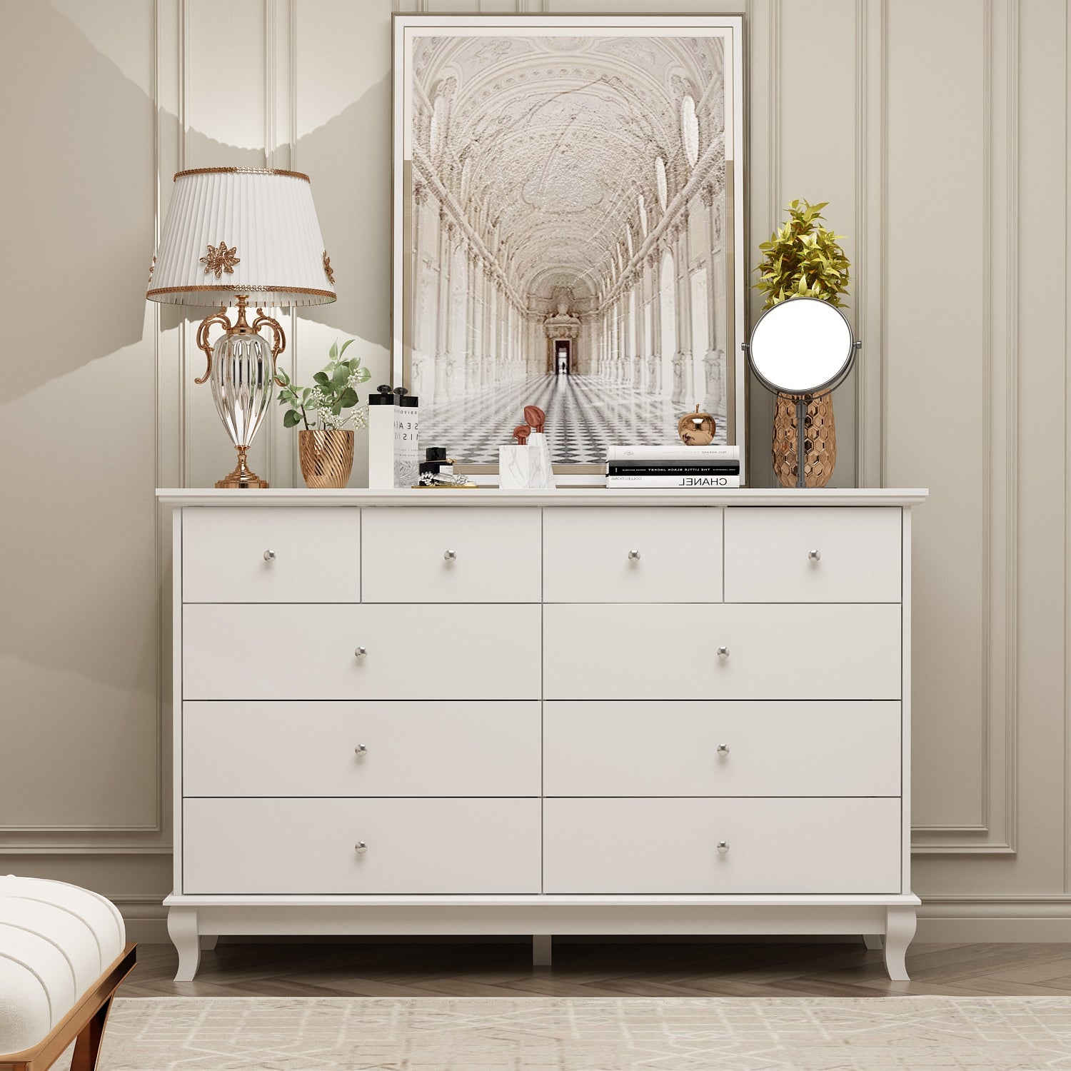 Lacquer Dresser 55.1“Wide Storage Chest Storage Dresser Bedroom - - 36239416 - Mycitystee