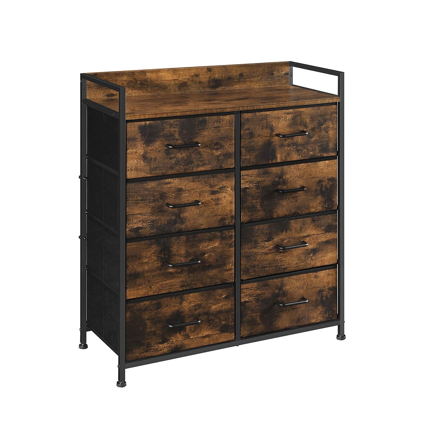 Drawer Dresser， 8 Fabric Drawers and Metal Frame with Handles - Rustic Brown and Black - - 35523330 - Mycitystee