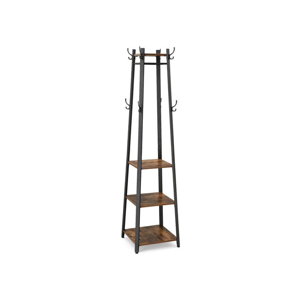 VASAGLE Industrial 3 Shelves Coat Stand with Hooks - Mycitystee
