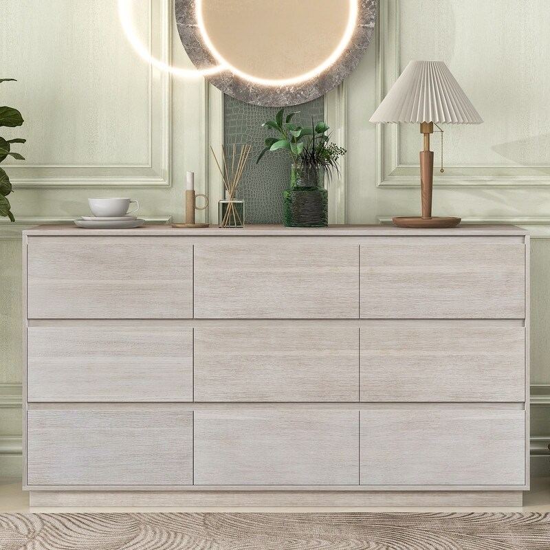 Bedroom Stone Grey Wood 9-Drawer Storage Dresser - - 37397502 - Mycitystee