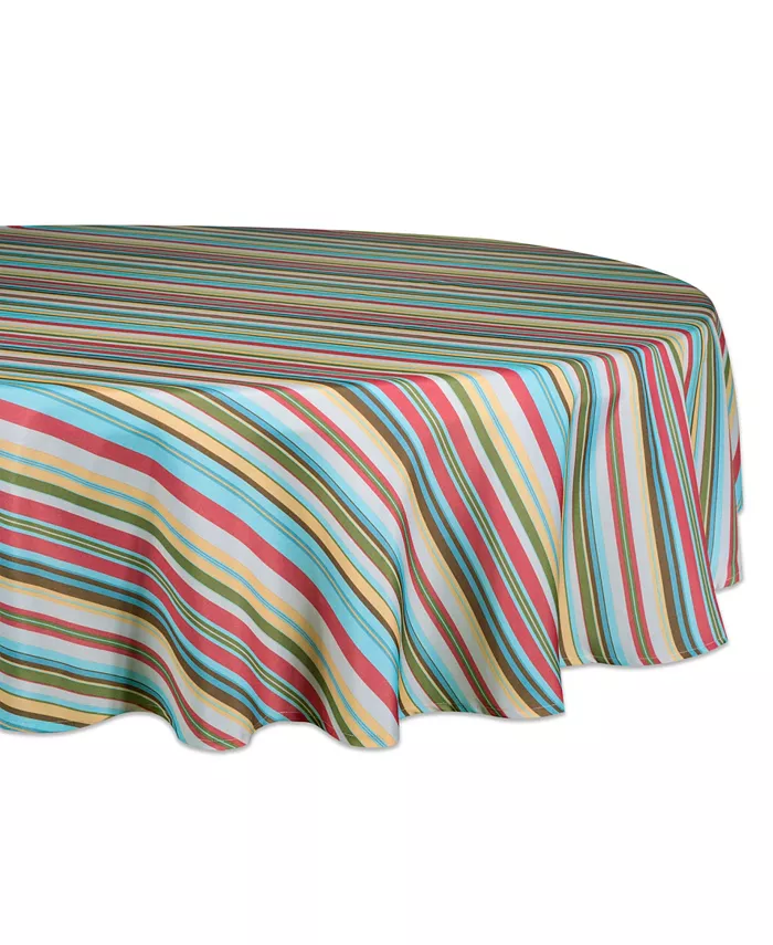 Design Imports Summer Stripe Outdoor Tablecloth with Zipper 60