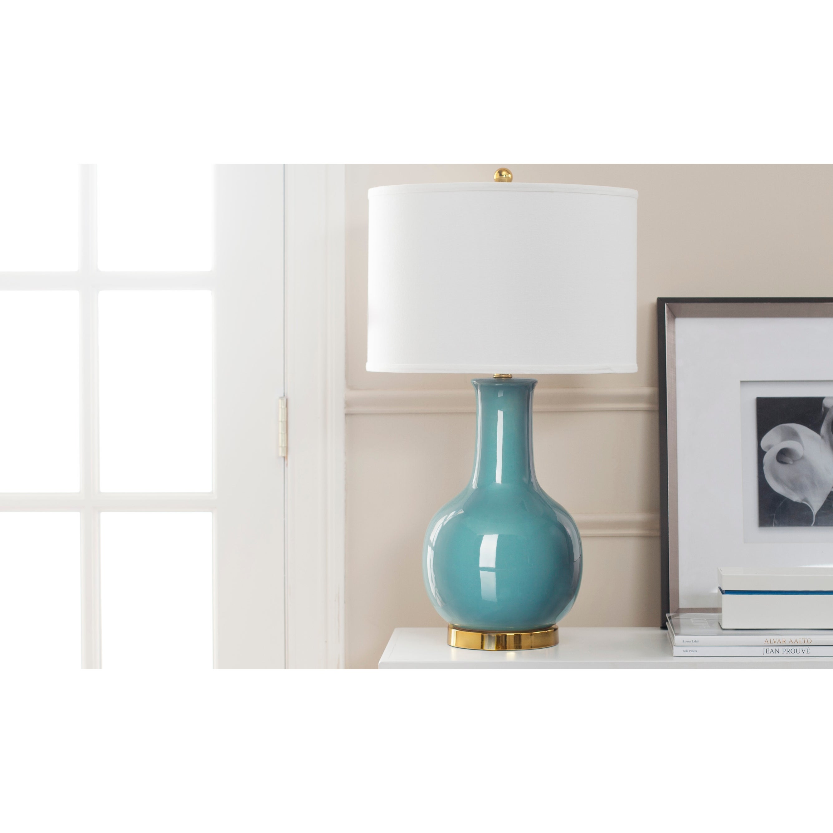 SAFAVIEH Lighting 28-inch Louvre Light Blue Table Lamp - 15