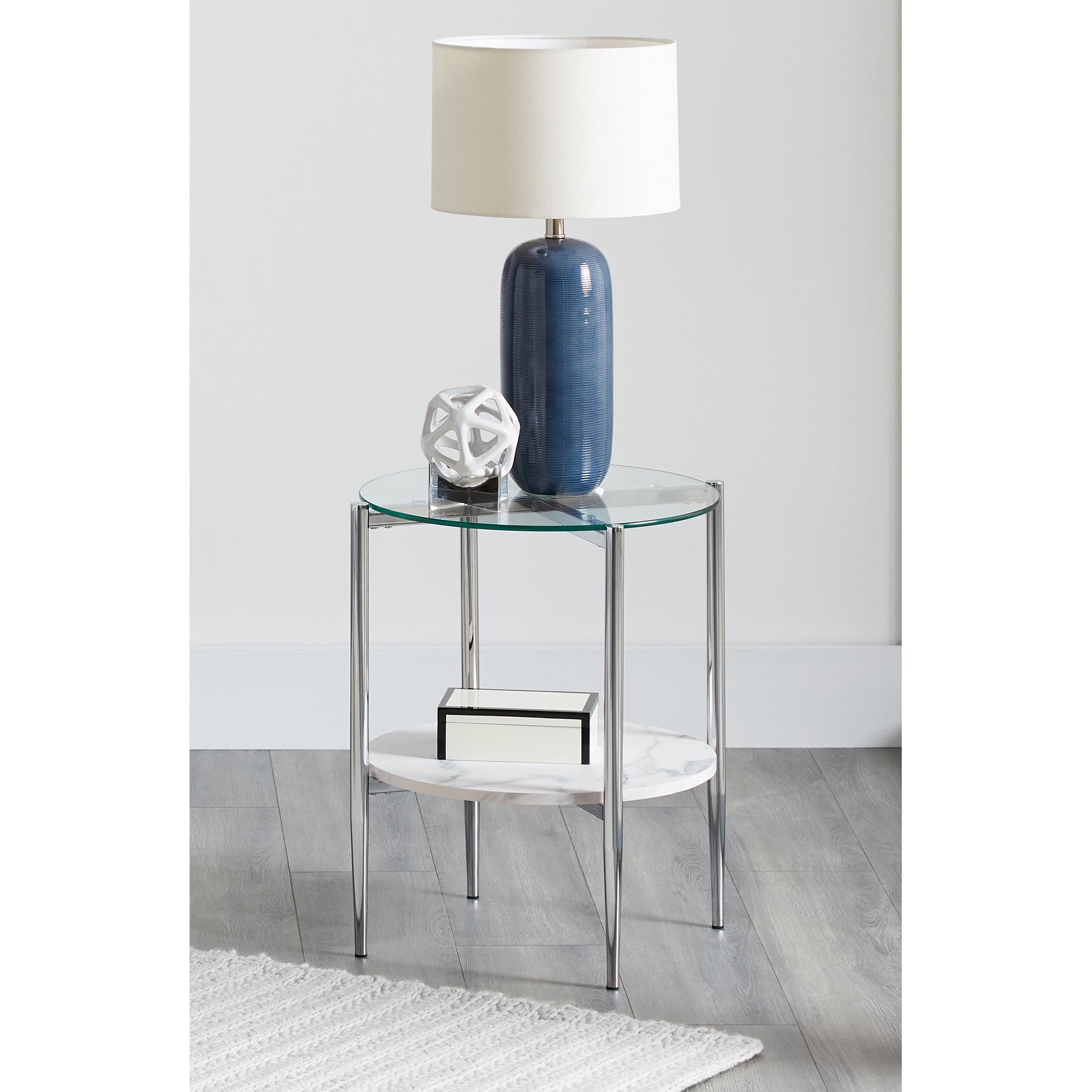 Coaster Furniture Cadee Clear and Chrome Round Glass Top End Table - Mycitystee