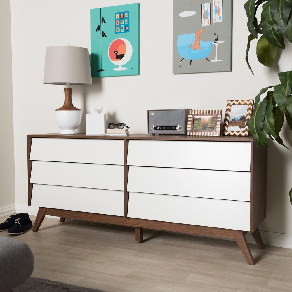 Mid-Century White and Brown Dresser by Baxton Studio - - 20543793 - Mycitystee