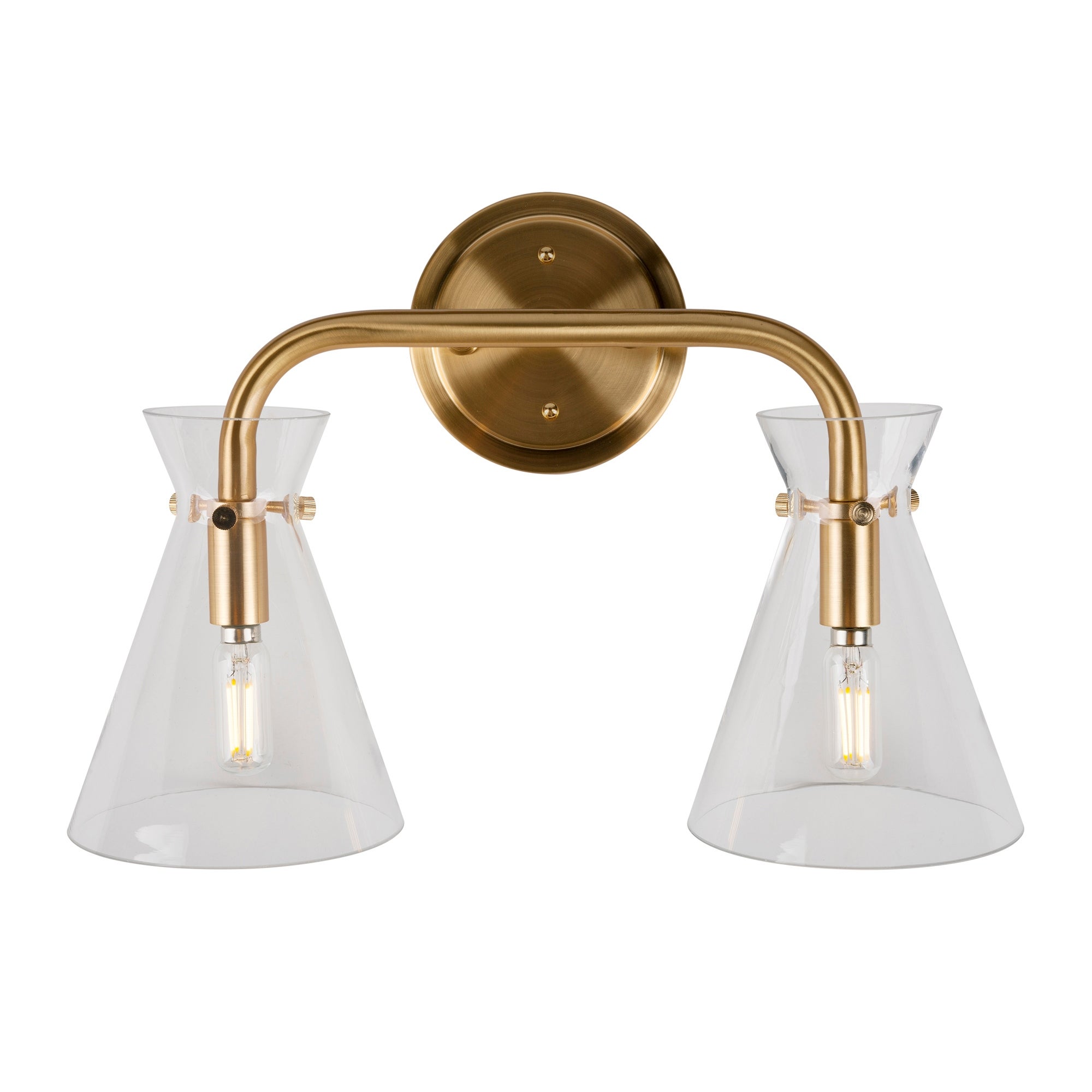 Beaker 2-Light Soft Gold Bath Vanity Light with Clear Glass - Soft Gold - Mycitystee