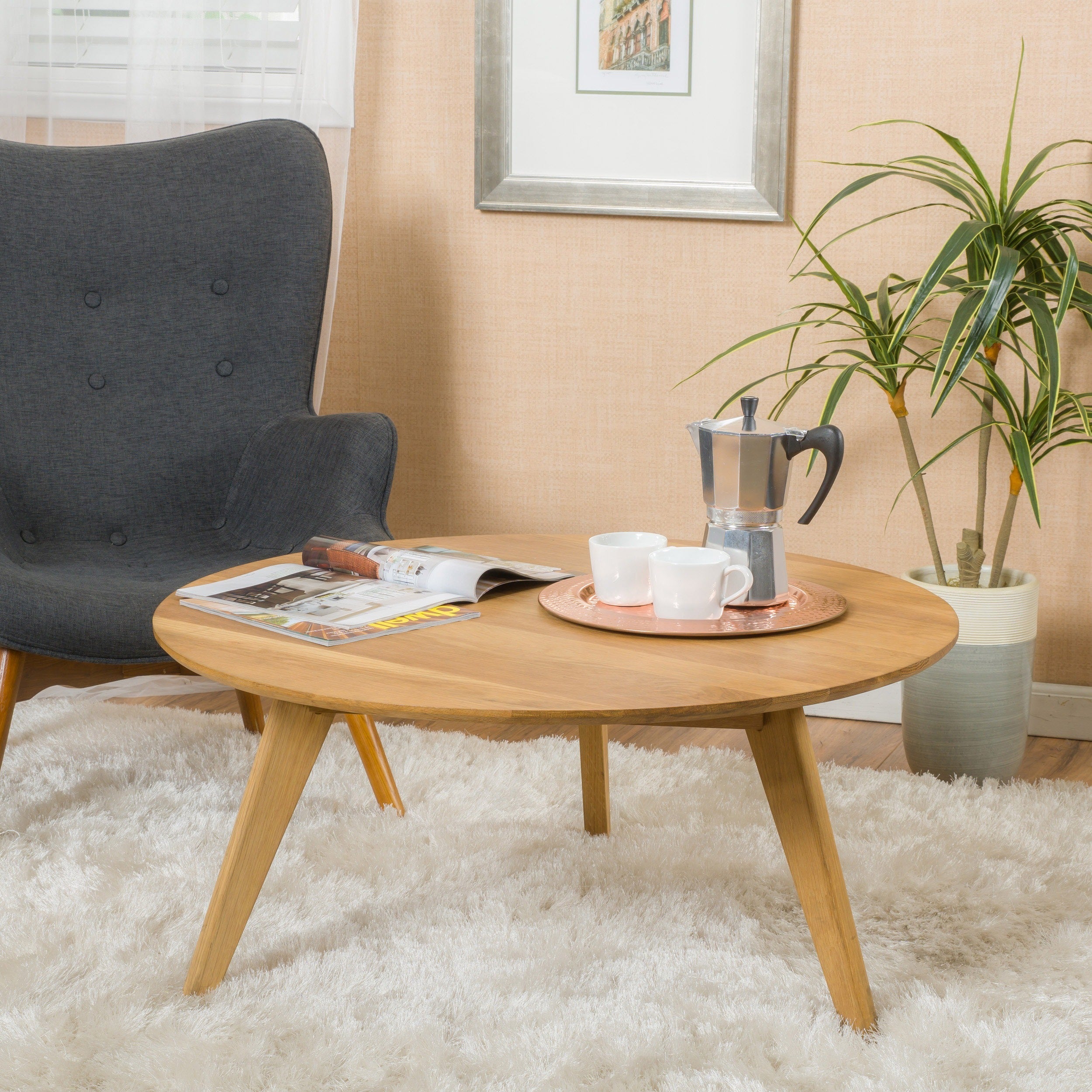 Canton Round Acacia Wood Coffee Table by Christopher Knight Home - Mycitystee
