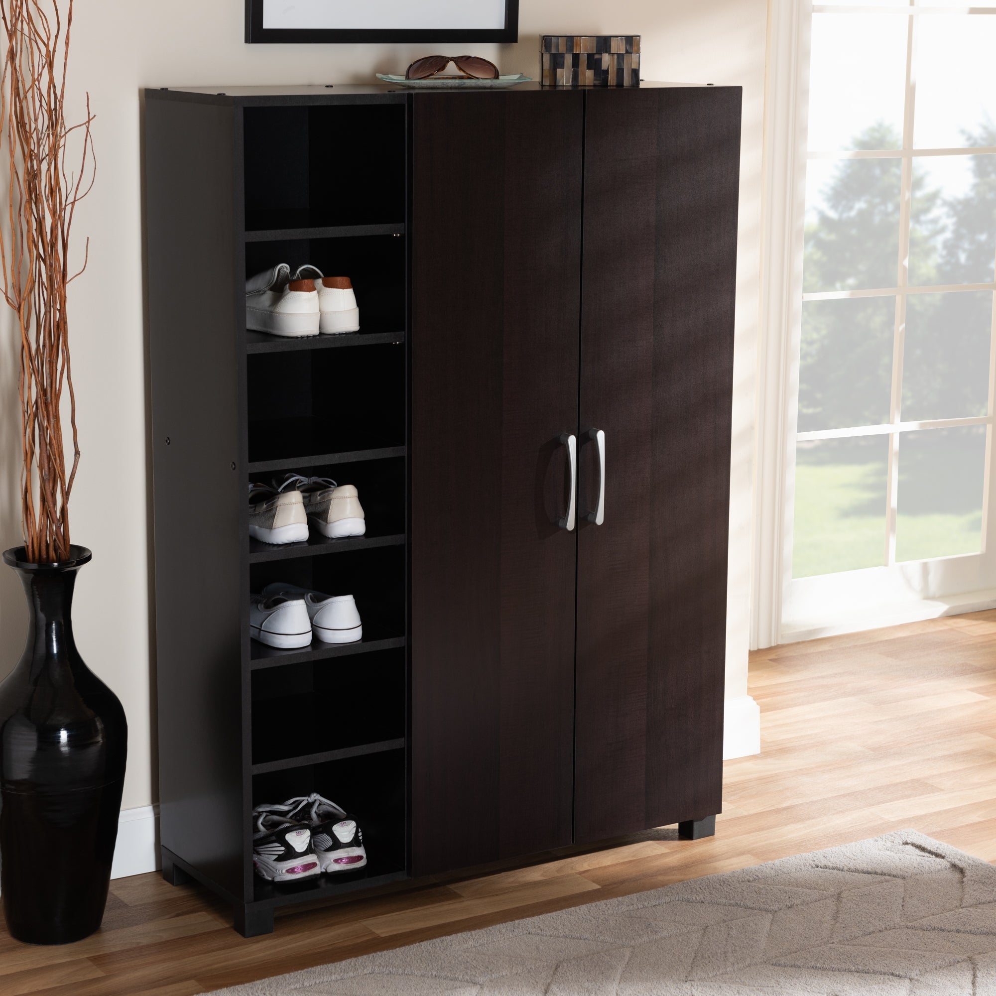 Contemporary Wenge Dark Brown Shoe Storage Cabinet - - 27147061 - Mycitystee