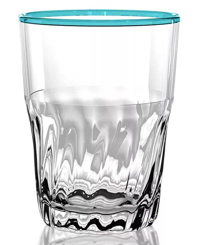 TarHong Cantina Double Old Fashion Glass， Aqua， 15 oz.， Premium Plastic， Set of 6 - Mycitystee