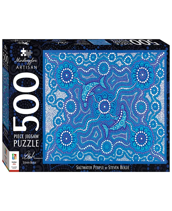 Mindbogglers Artisan 500-Piece Saltwater People Steven Bekue For Adults Deluxe 24 x 18 intricate Puzzles Hobbies Aboriginal Art Traditional Dot Painti - Mycitystee