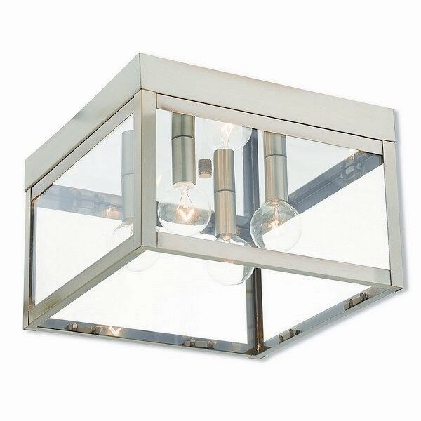 Livex Lighting 20589-91 Nyack 4 light Brushed Nickel Outdoor Ceiling Mount - Silver - Mycitystee