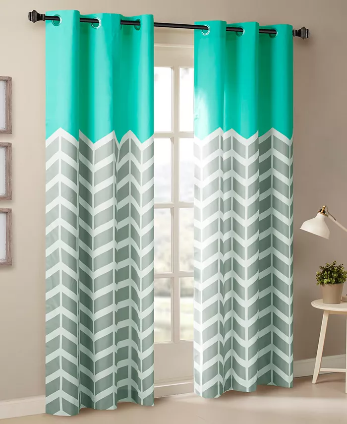 Intelligent Design Intelligent Desgin Alex Colorblock Chevron Print Insulated Curtain Sets - Mycitystee
