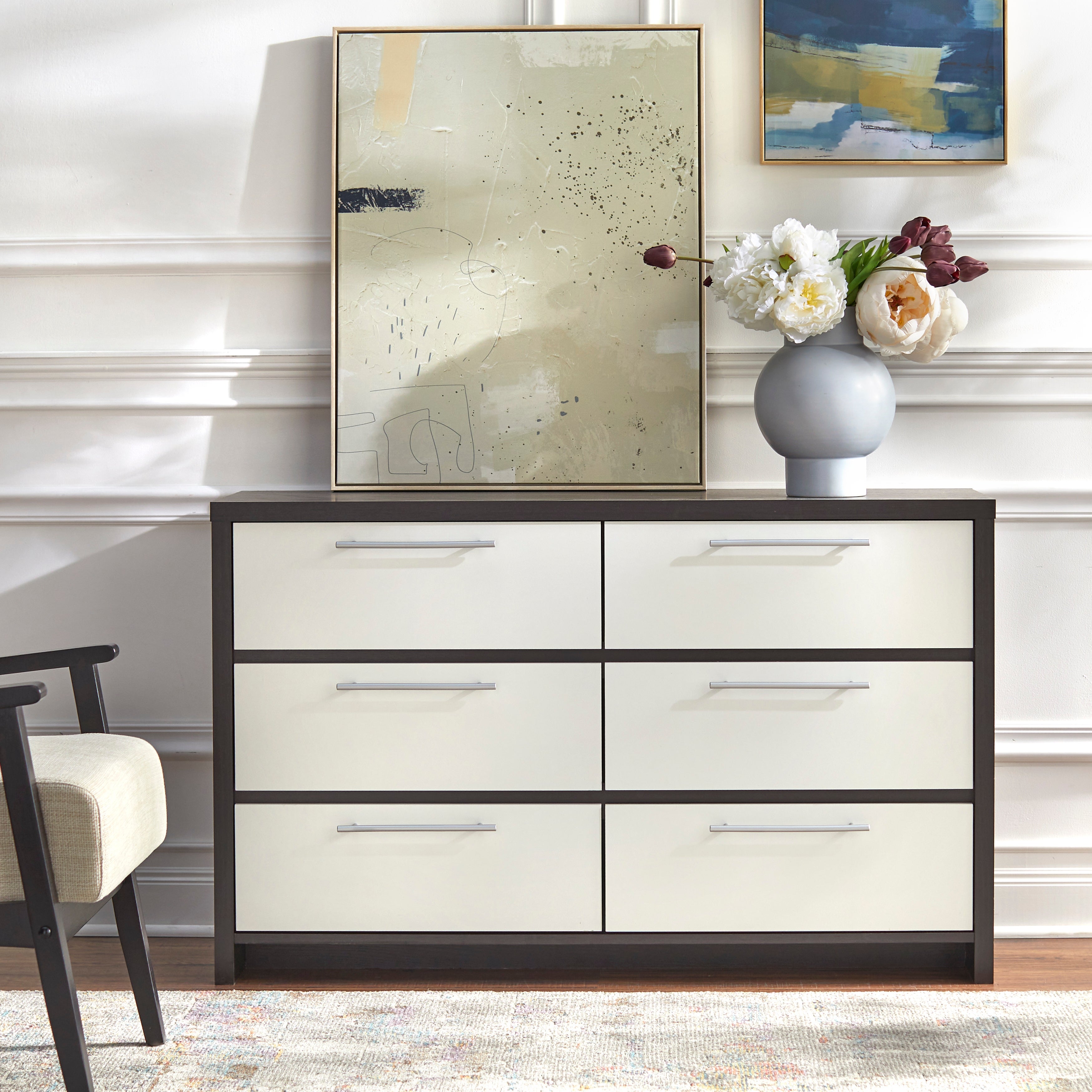 Simple Living Finley White/ Espresso 6-drawer Dresser - - 20616383 - Mycitystee