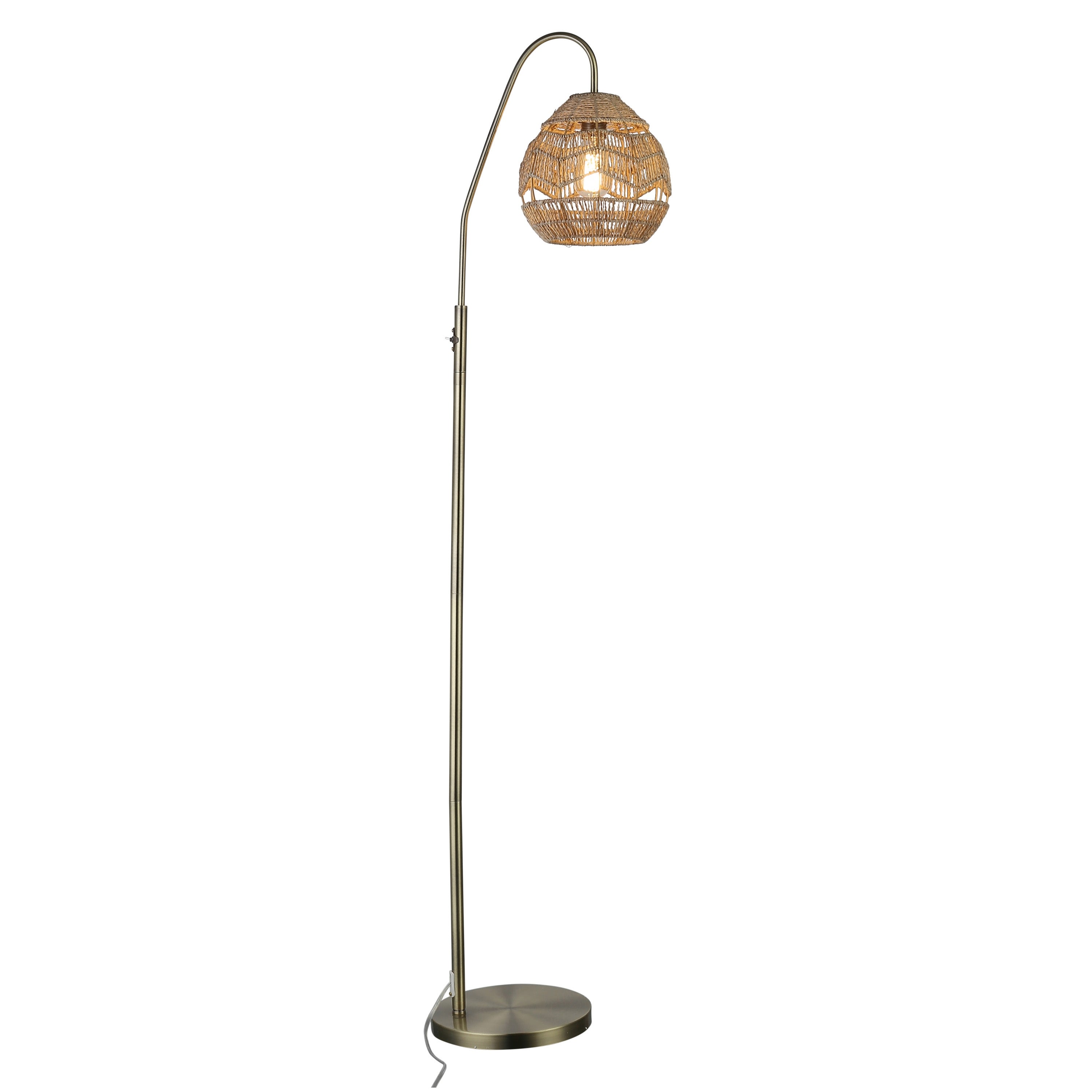 Alexandra River of Goods Gold-Finish Floor Lamp with Rope Shade - Mycitystee
