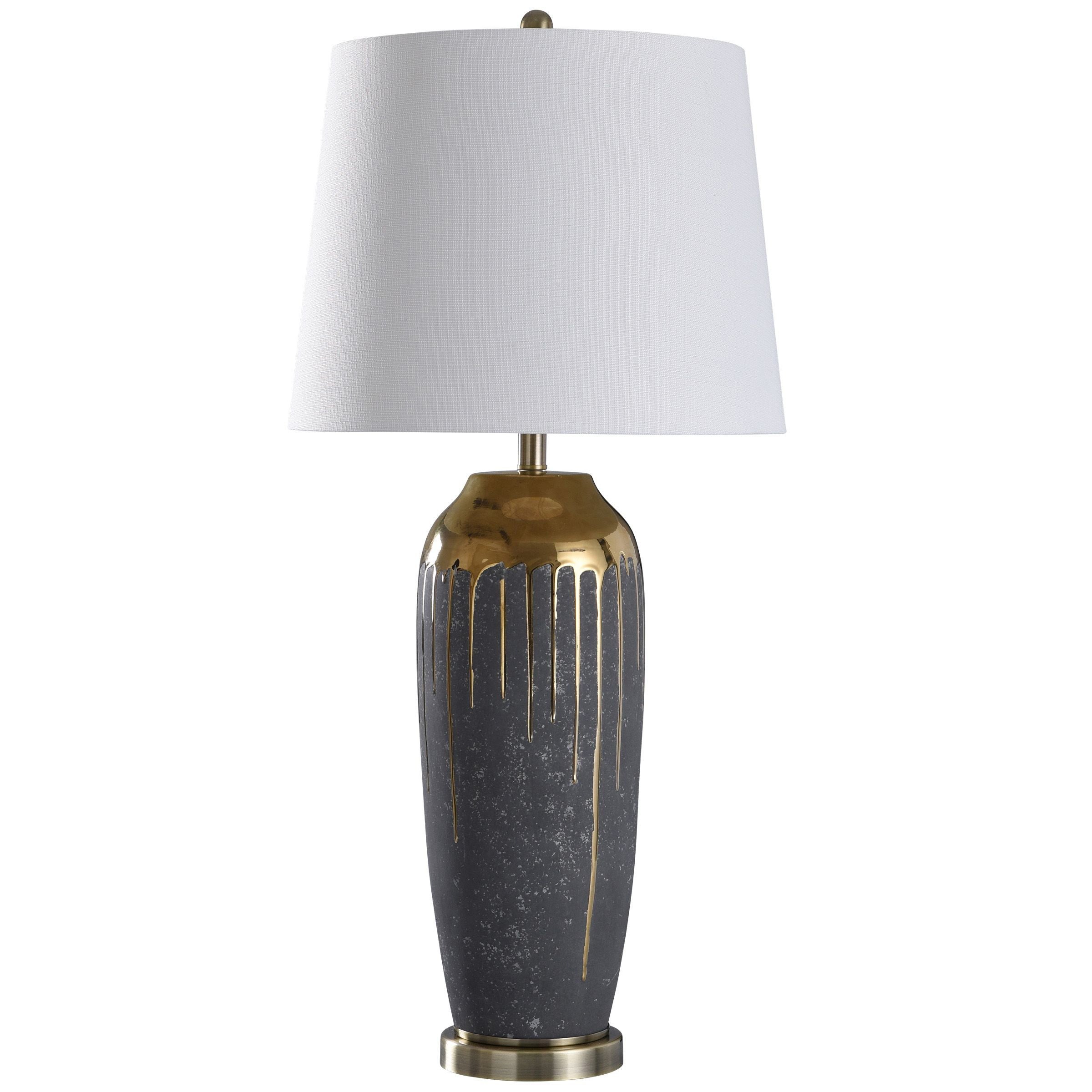 StyleCraft Marloe 37-inch Gold Reflective Drip and Textured Ceramic Table Lamp - Mycitystee