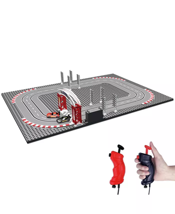 Flat River Group World’s smallest slot car race! Includes 2 cars that areandnbspxandnbsp1:87 scale sport cars with headlights. - Mycitystee
