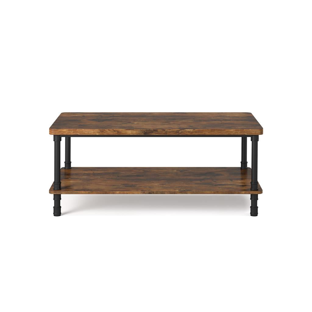 VASAGLE Industrial Coffee Table with Iron Pipe LegsRustic Brown + Black - Mycitystee