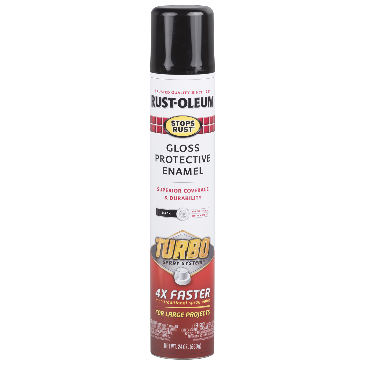 Rust-Oleum Stops Rust Turbo Spray System Gloss Black Protective Enamel Spray Paint 24 oz - Mycitystee
