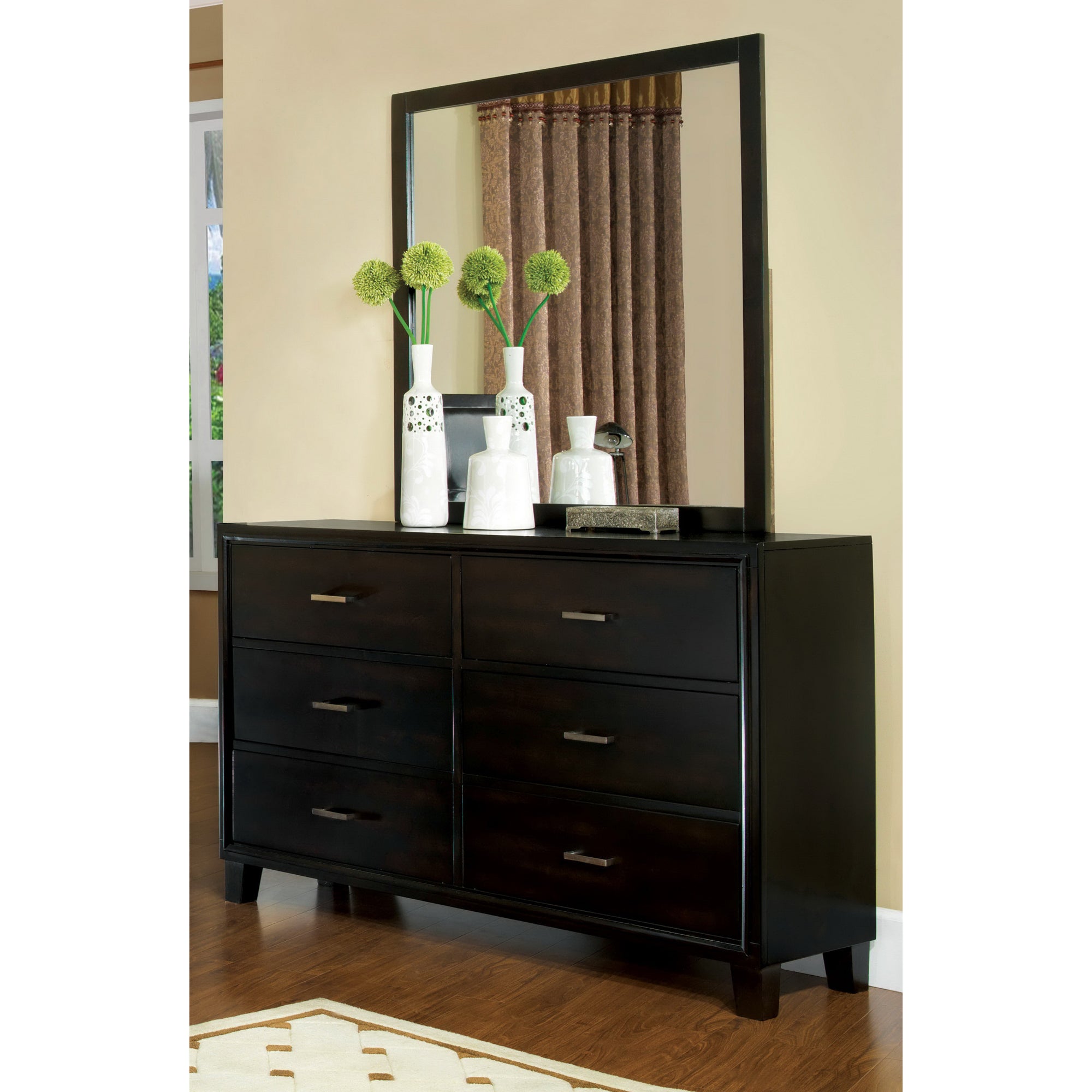 Furniture of America Fect Modern Brown 2-piece Dresser and Mirror Set - - 6982505 - Mycitystee