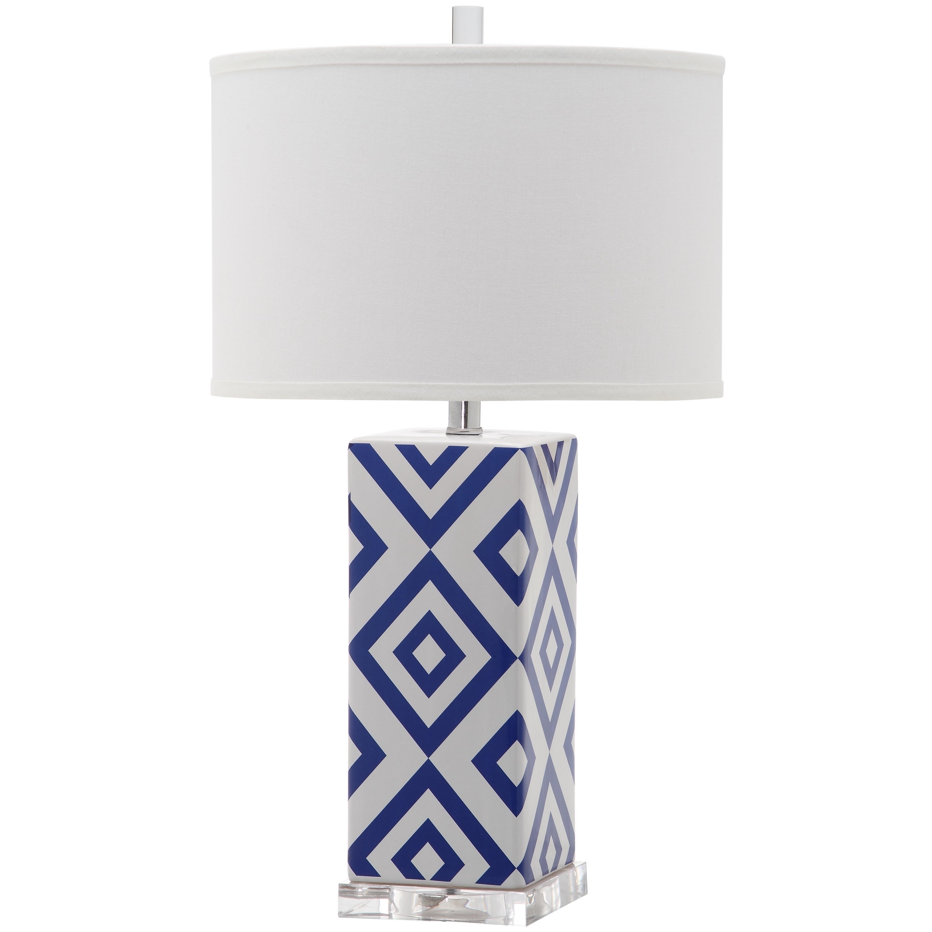 SAFAVIEH Lighting 27-inch Diamonds Navy Table Lamp - 15