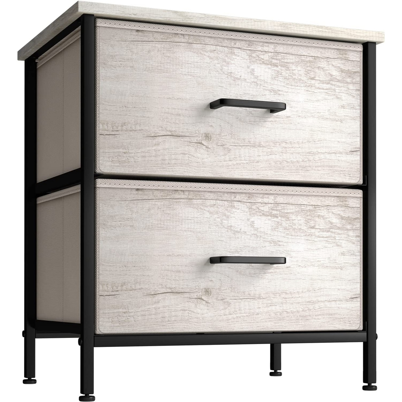 Sorbus Greige Nightstand Dresser with 2 Faux Wood Fabric Bin Drawers - - 36778879 - Mycitystee