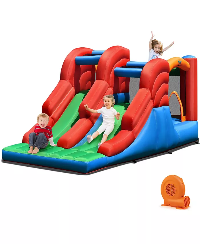 Costway Inflatable Bounce House 3-in-1 Dual Slides Jumping Castle Bouncer w  550W Blower - Mycitystee