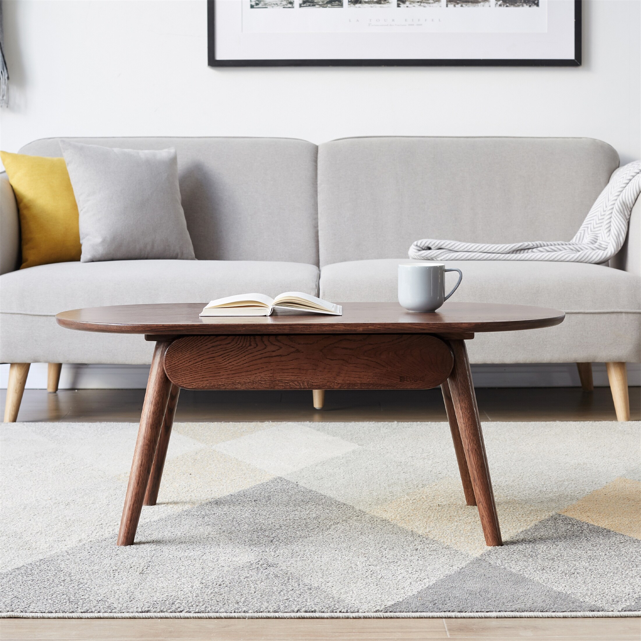 Table with Drawers Solid Wood Top Board Desk Coffee Table - Mycitystee