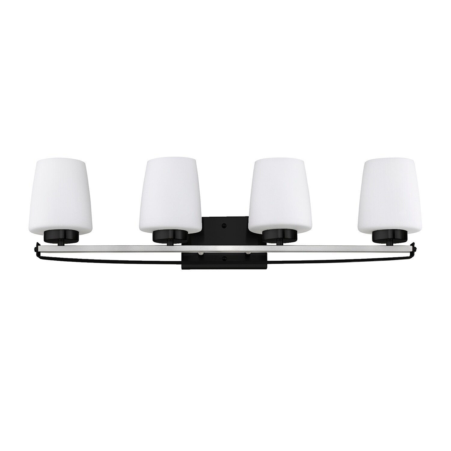Black and Brushed Nickel 4-Light Vanity Light with Etched White Glass Shades - Mycitystee