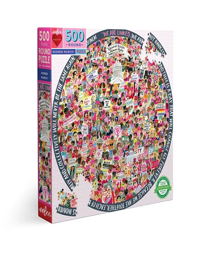 Eeboo Piece and Love Women March 500 Piece Round Circle Jigsaw Puzzle Set - Mycitystee