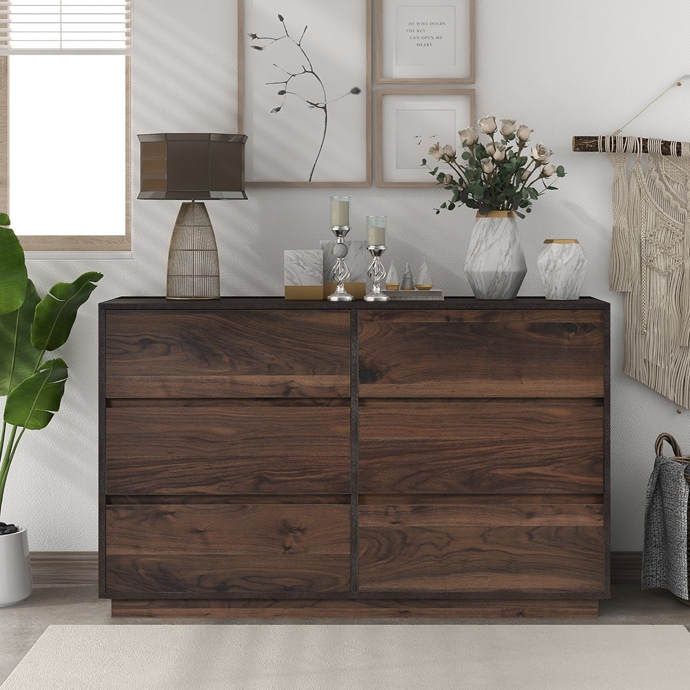 Mid-Century Modern 6 Drawers Dresser in Dark Brown - - 35464661 - Mycitystee