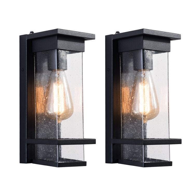 Maxax Black 11.69'' H Outdoor Flush Mount with Dusk to Dawn (Set of 2) - 11.7*4.5*4.9 - Mycitystee