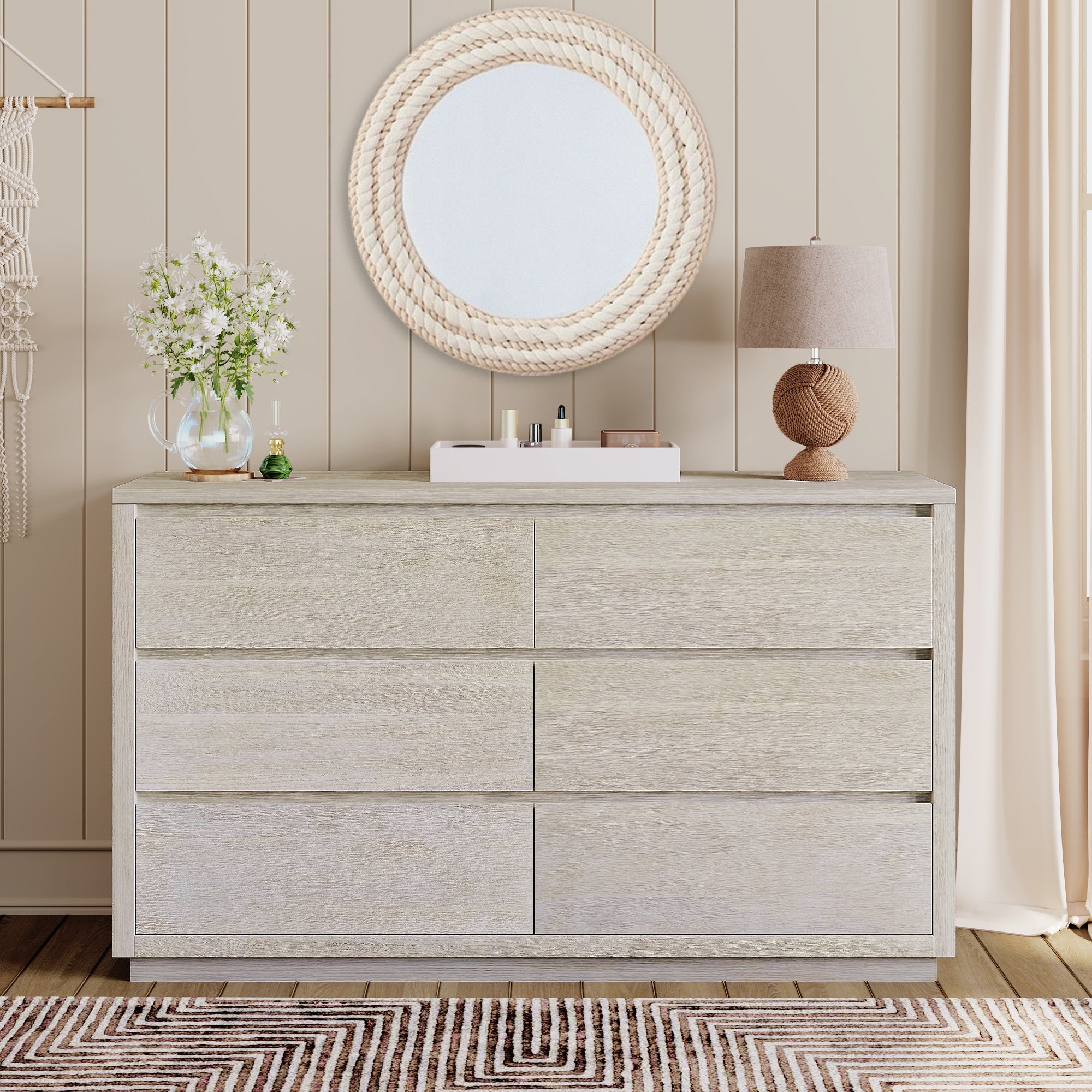 Modern Style Soild Wood 6-Drawer Dresser for Bedroom - - 37570173 - Mycitystee