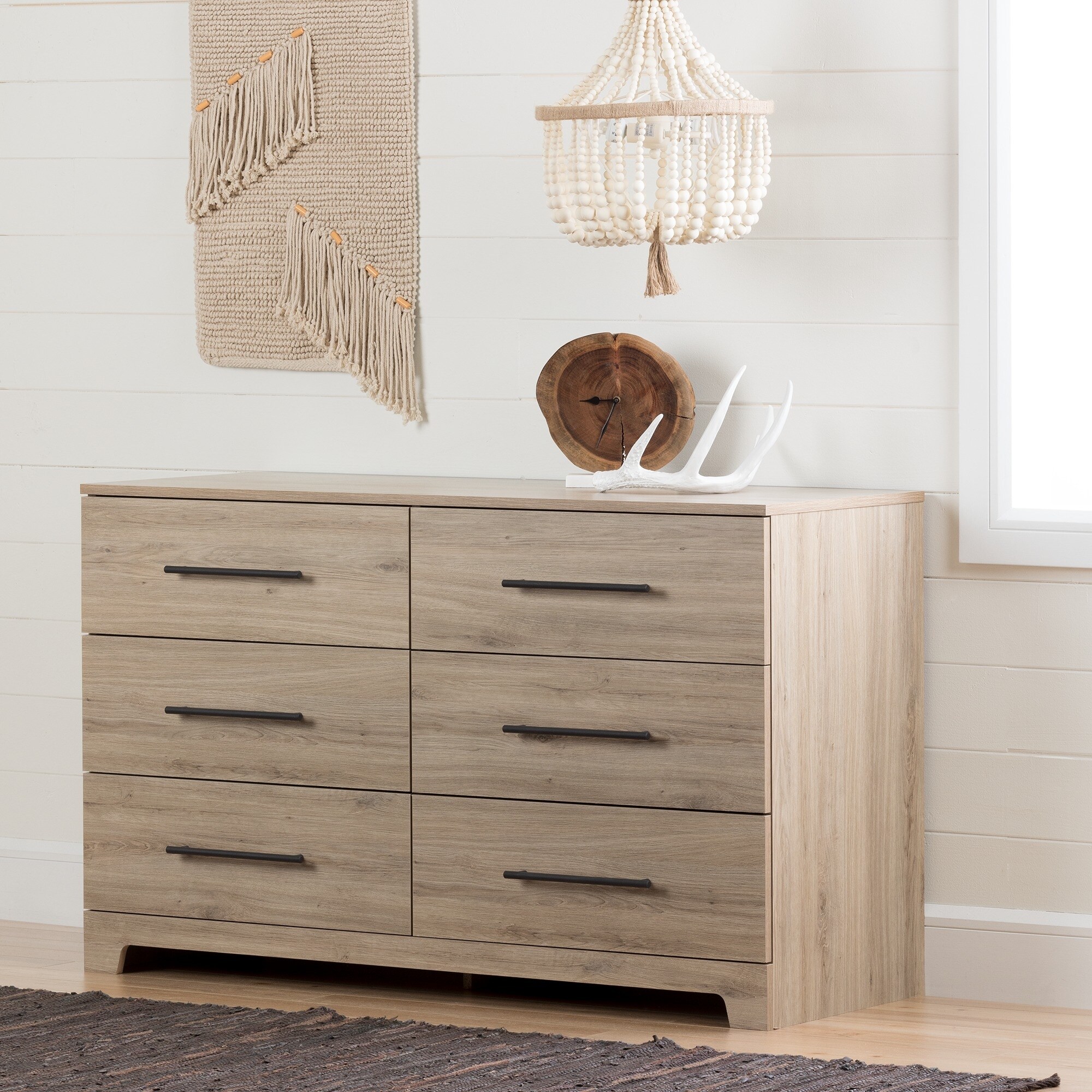 Primo 6-Drawer Double Dresser， Rustic Oak - - 36293792 - Mycitystee