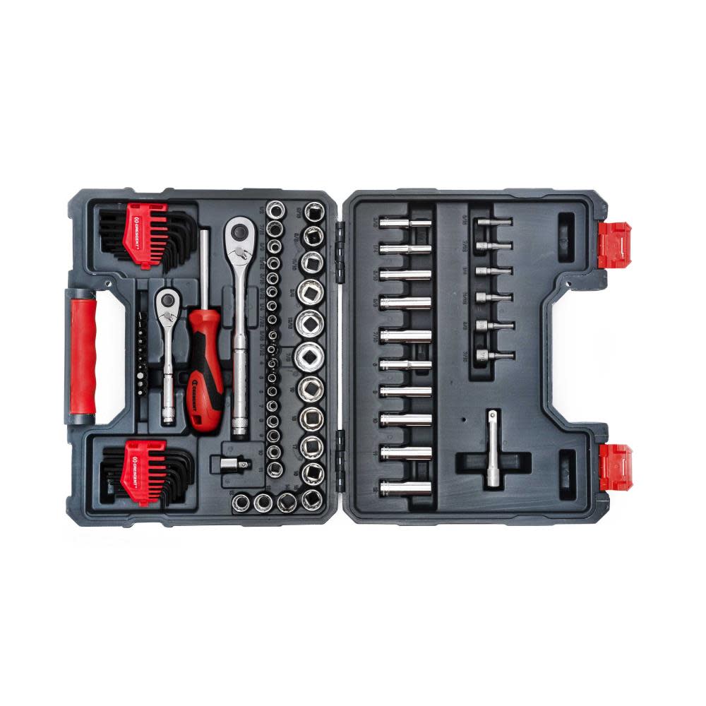 84 Pc 1/4 and 3/8 Drive 6 and 12 Point Standard and Deep SAE/Metric Mechanics Tool Set - Mycitystee