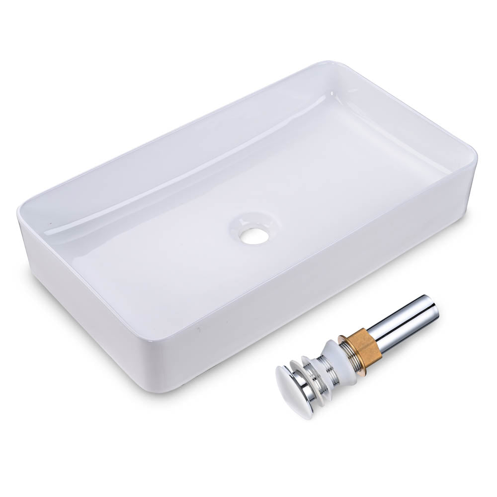 Aquaterior Rectangle Vessel Sink w/ Pop Up Drain 23x13