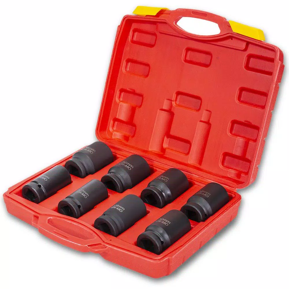 XtremepowerUS 3/4 in. Drive Deep Impact Socket Set Jumbo Assortment Metric Sizes (26 to 38 mm) with Carrying Case (8-Piece) and#8211; XDC Depot - Mycitystee