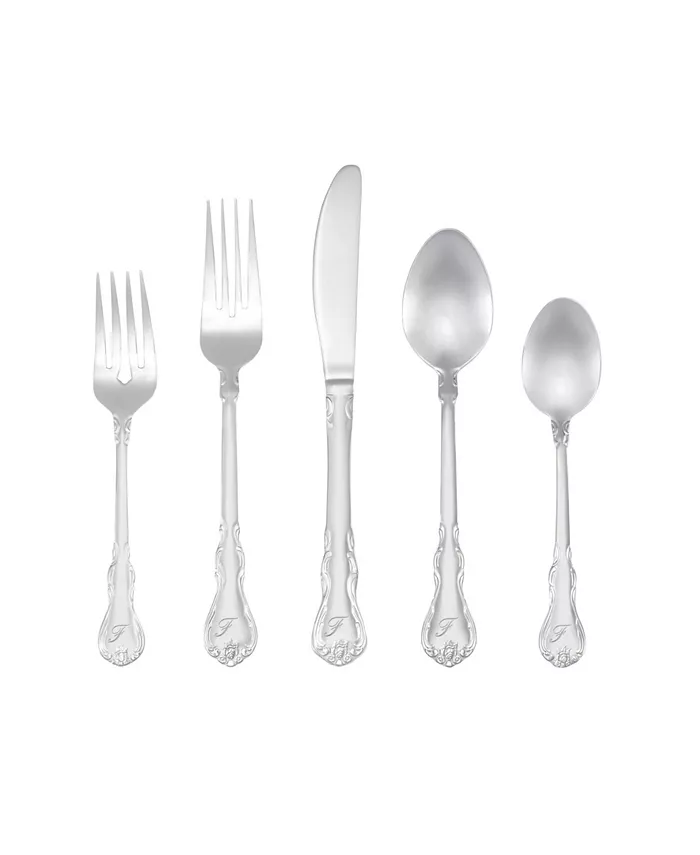 RiverRidge Home Riverridge Bouquet 46 Piece Monogrammed Flatware Set - F， Service for 8 - Mycitystee