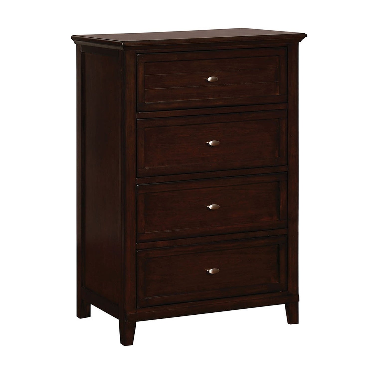 Wooden Chest with 4 Drawers and Chamfered Legs， Cherry Brown - - 30864209 - Mycitystee