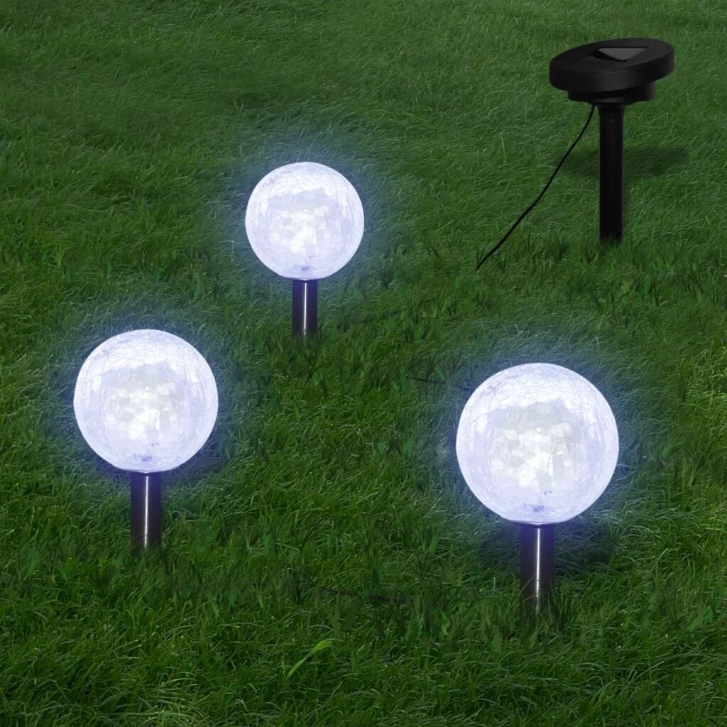 Solar Bowl 3 LED Garden Lights with Spike Anchors and Solar Panel - Mycitystee